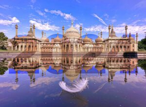 Brighton Pavillion reflected in water, with 2024 subly overlaod over the top.  Representing a review and reflection of 2023 and looking forward to 2024.