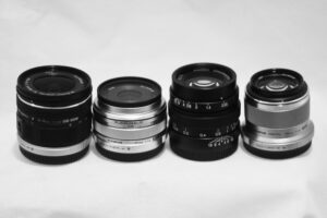 Four camera lenses in a row, as a metaphor for the four lenses of the System of Profound Knowledge